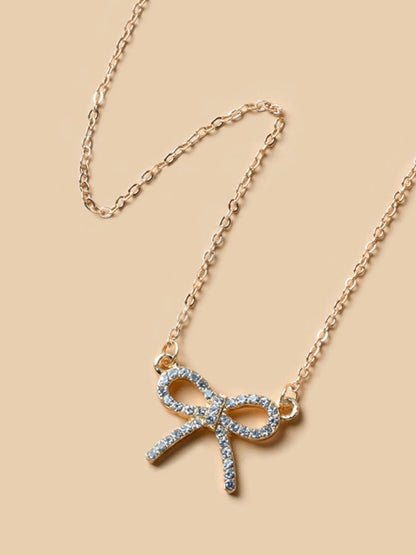 Zircon Bow Pendant Necklace
