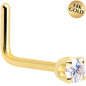 Solid 14K Yellow Gold 2mm Genuine Diamond Nose Ring