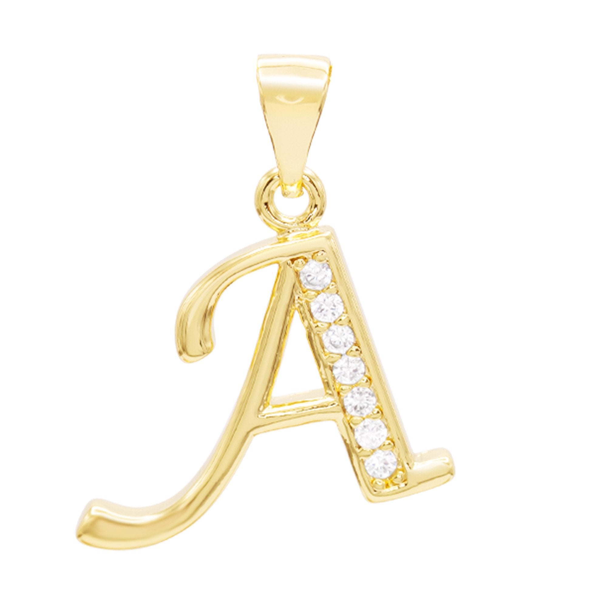 Alphabet A-Z Initial Letter CZ Pendant 14K Gold Filled Box Chain Set 18" 20" 24" Women Necklace Set