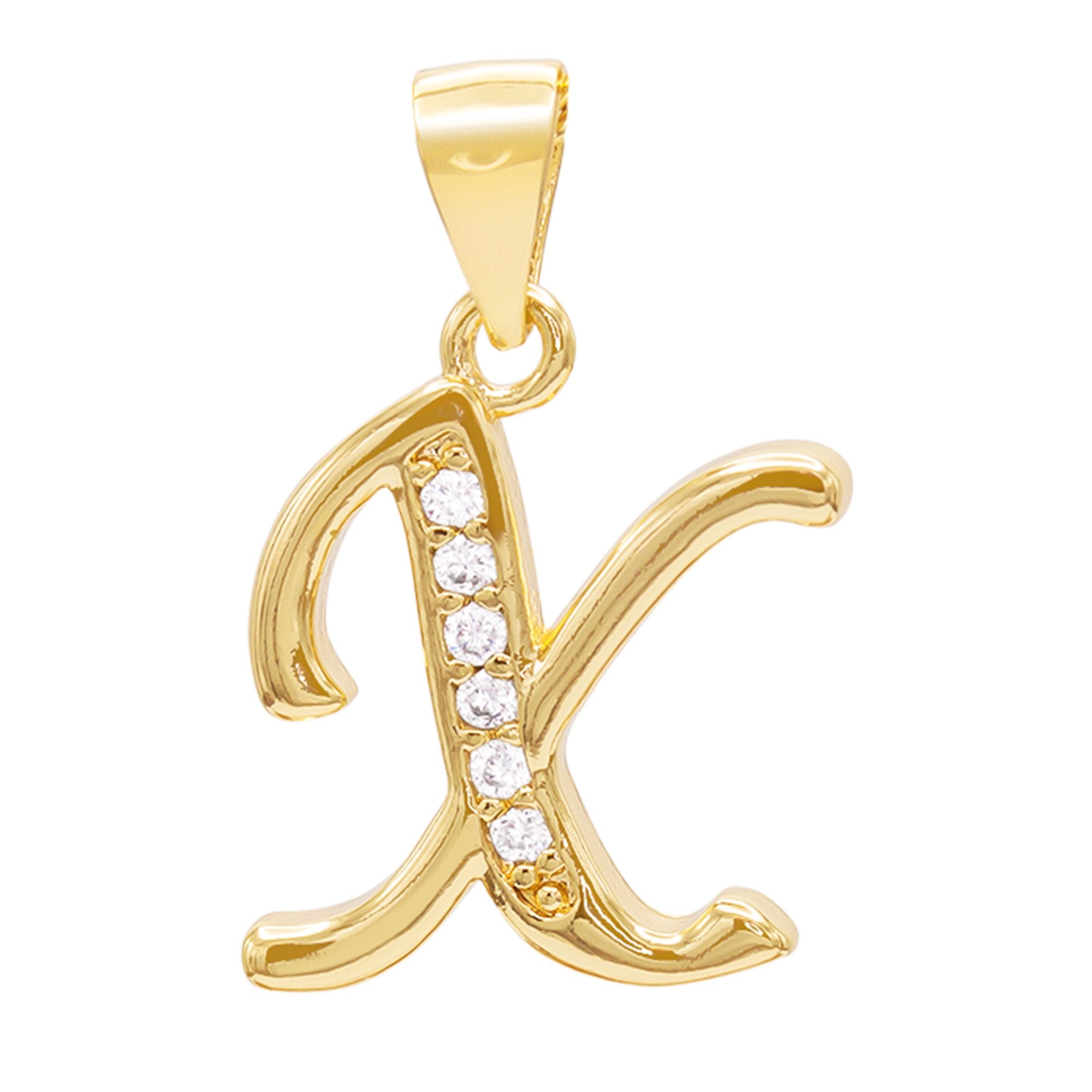 Alphabet A-Z Initial Letter CZ Pendant 14K Gold Filled Box Chain Set 18" 20" 24" Women Necklace Set
