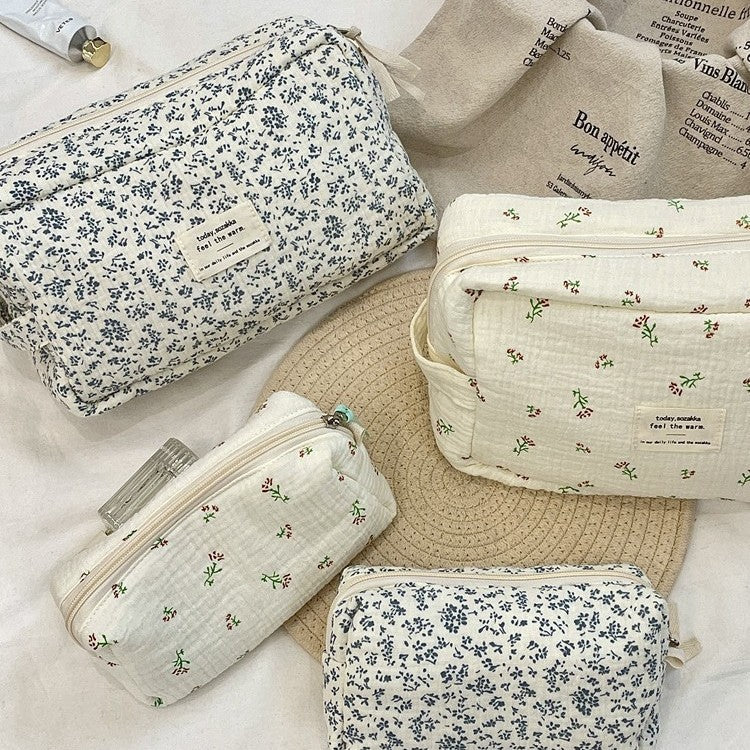 Floral Makeup Bag Large Capacity Cosmetic Organizer Travel Pouch