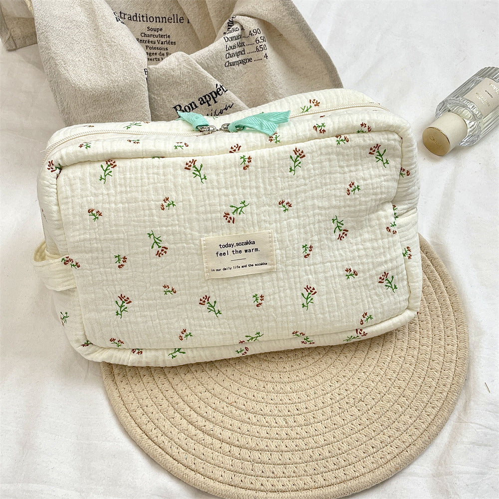 Floral Makeup Bag Large Capacity Cosmetic Organizer Travel Pouch